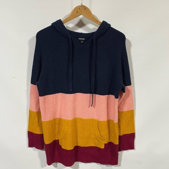 Torrid Striped Sweater with Hood! - Picture 1 of 4